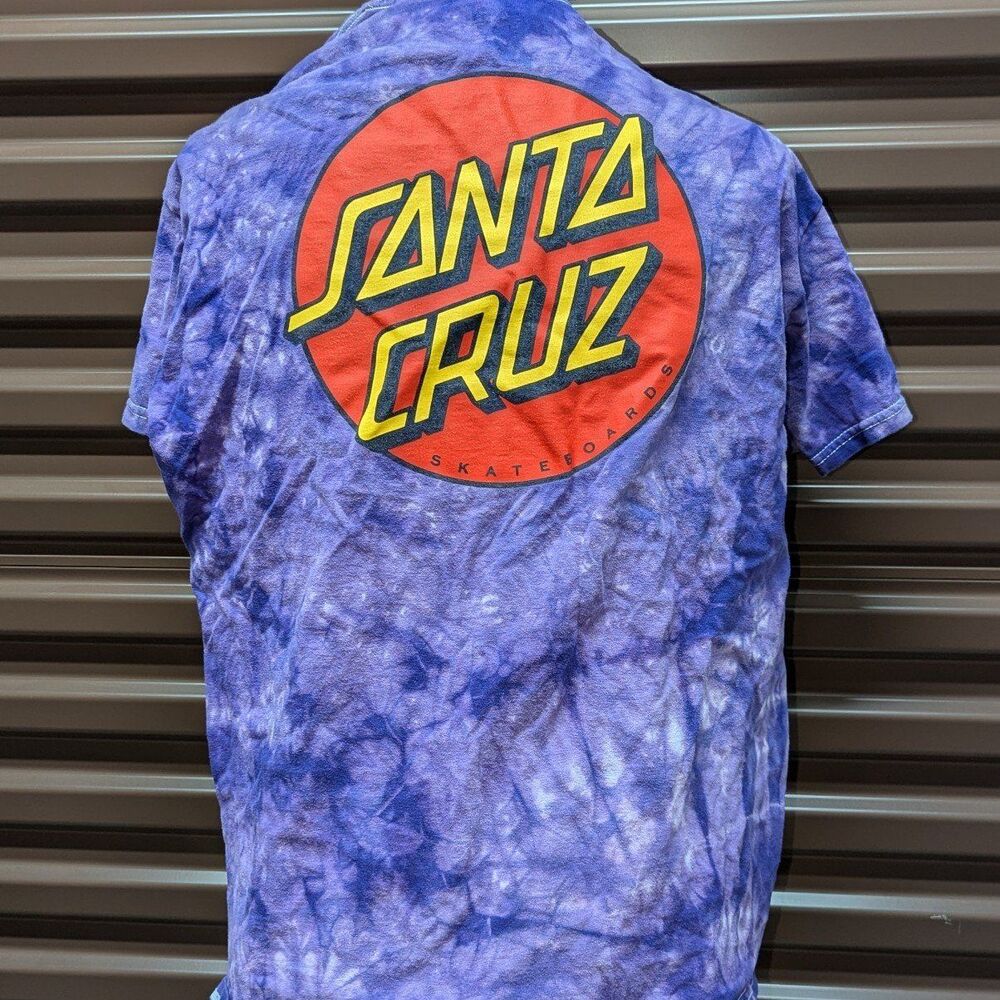 Santa Cruz Y2K Acid Washed Purple Tie Dye Skater Skateboarding T Shirt Large